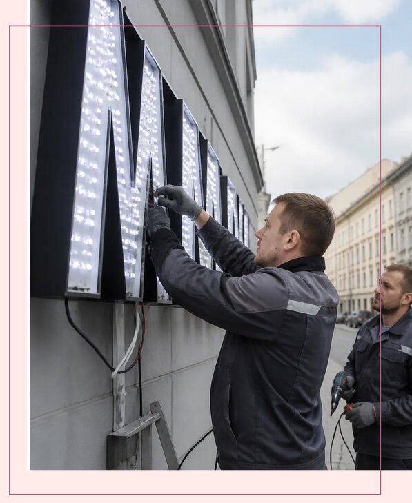 Изготовление и монтаж светодиодных LED вывесок в Боре
